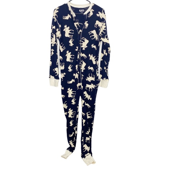 Lazy One Other - Adult Size M Lazy One Navy Blue Don't Moose With Me Union Suit One Piece Pajamas